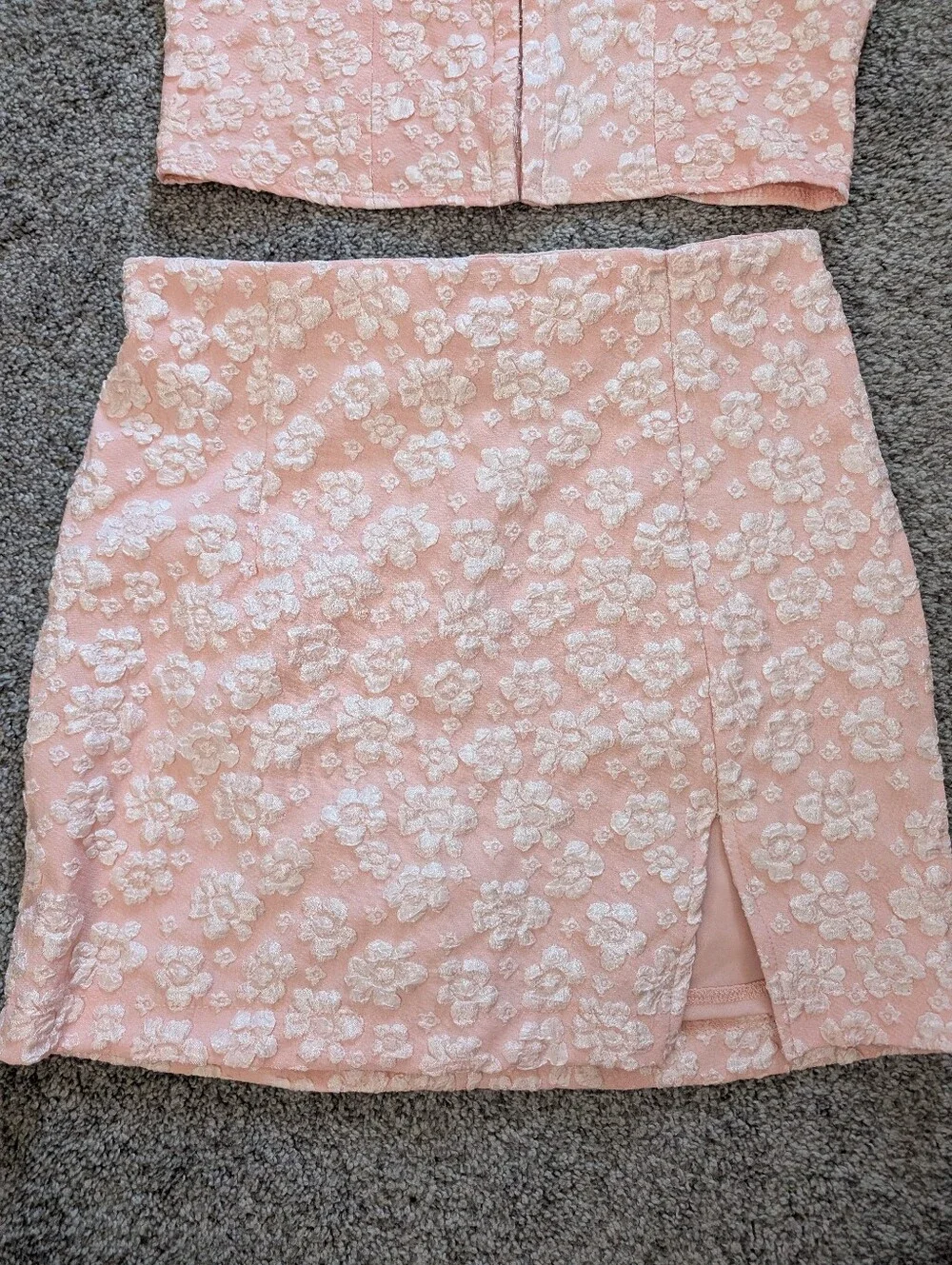 Pink Floral Corset Crop Top & Skirt Set